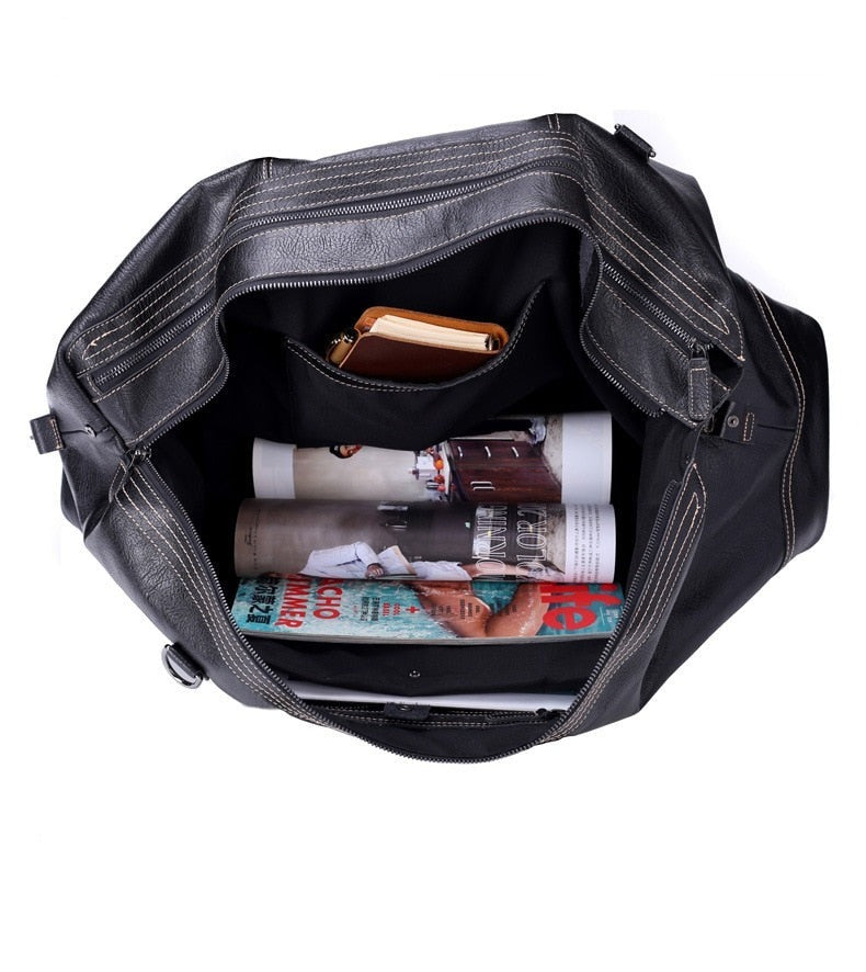 Atlas Men's Classic Leather Voyager Weekender Bag