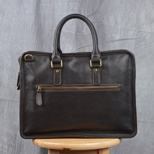 Vintage Elite Leather Crossbody Business Briefcase