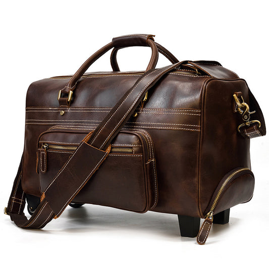 Rullen- Travel Leather Duffel Bag on Wheels