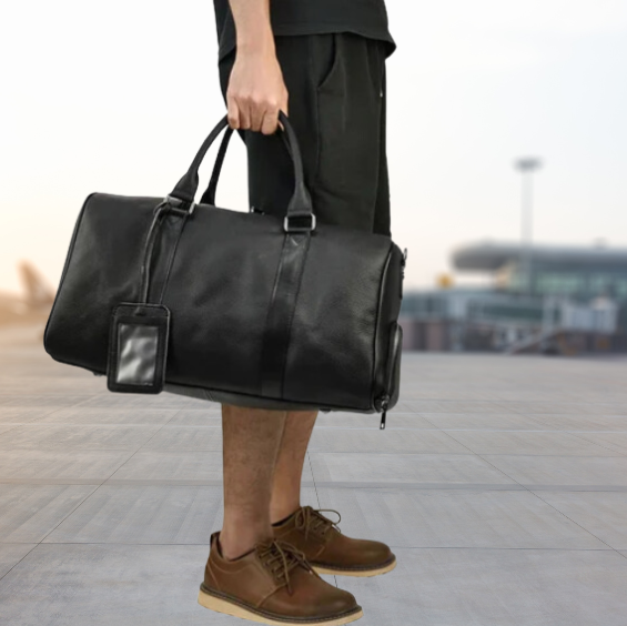 Leather duffel bag for travel