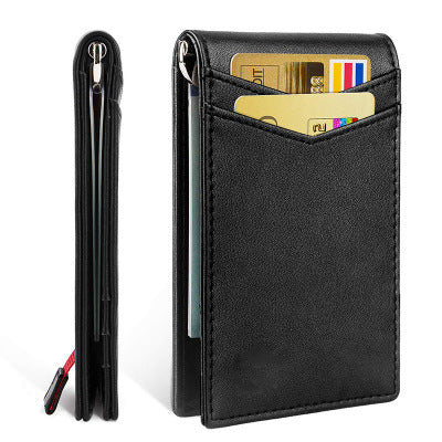 Minimalist slim leather wallet front pocket for men