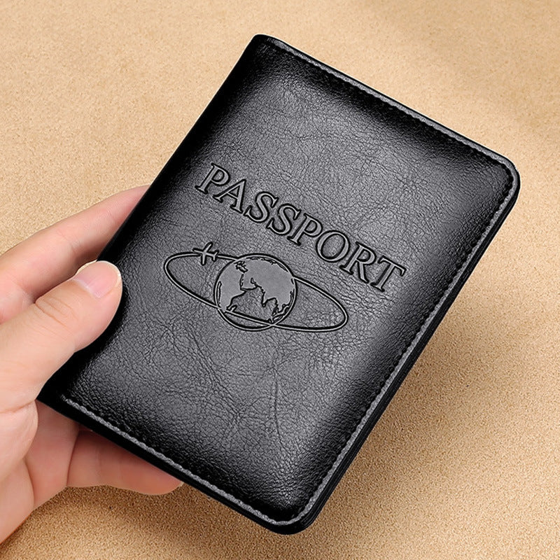 Premium Leather Passport Wallet - Compact Travel Organizer